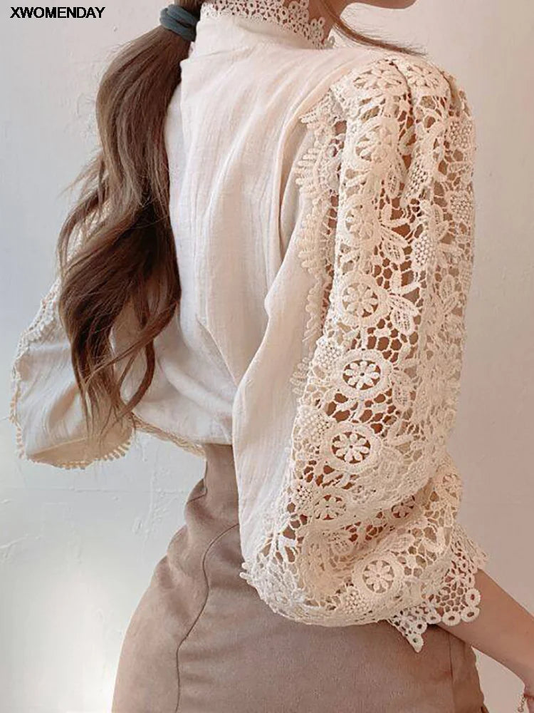Lace Blossom Turtleneck - InDemandFinds