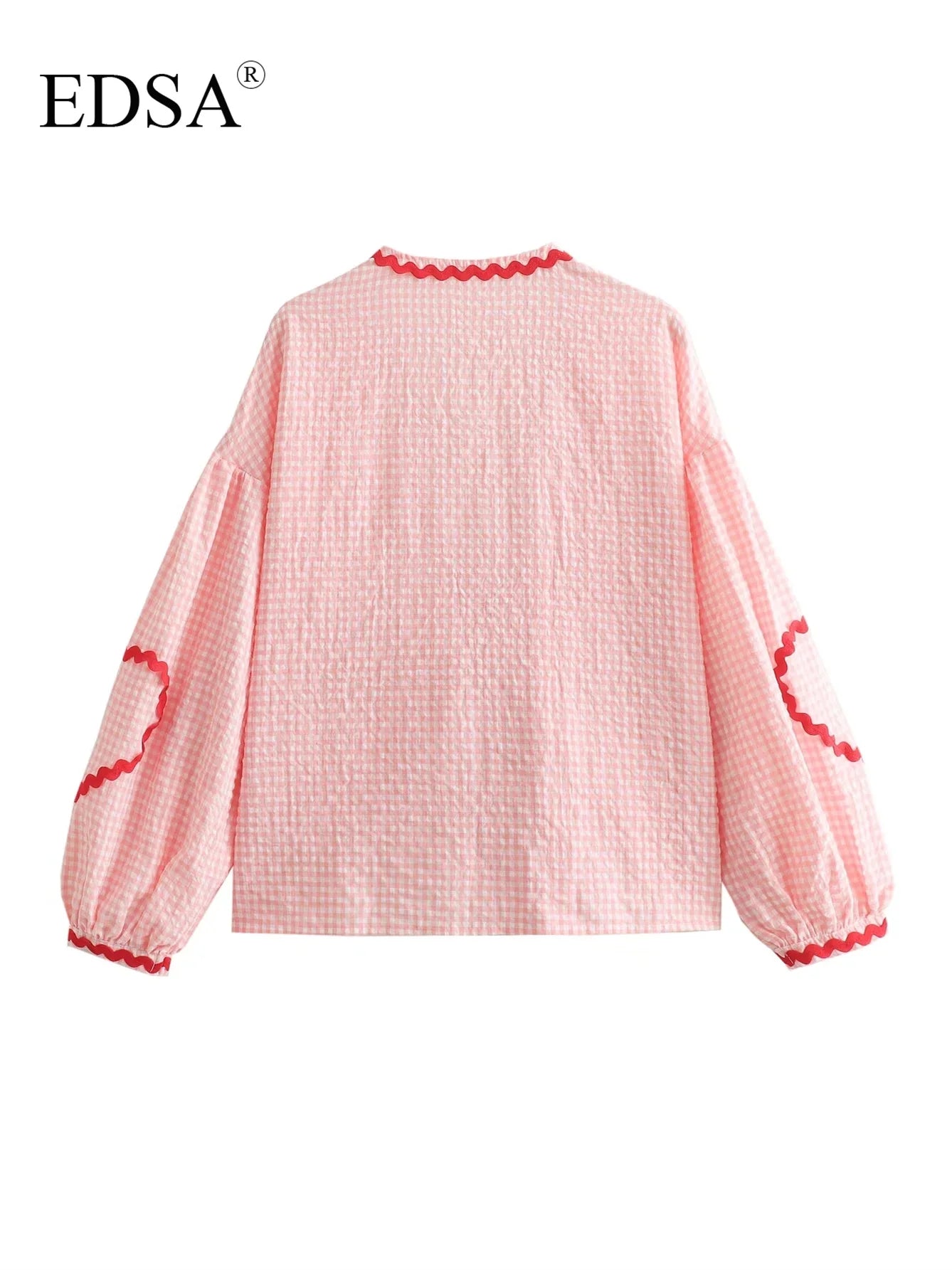 Charming Checkered Lace-Up Blouse - InDemandFinds