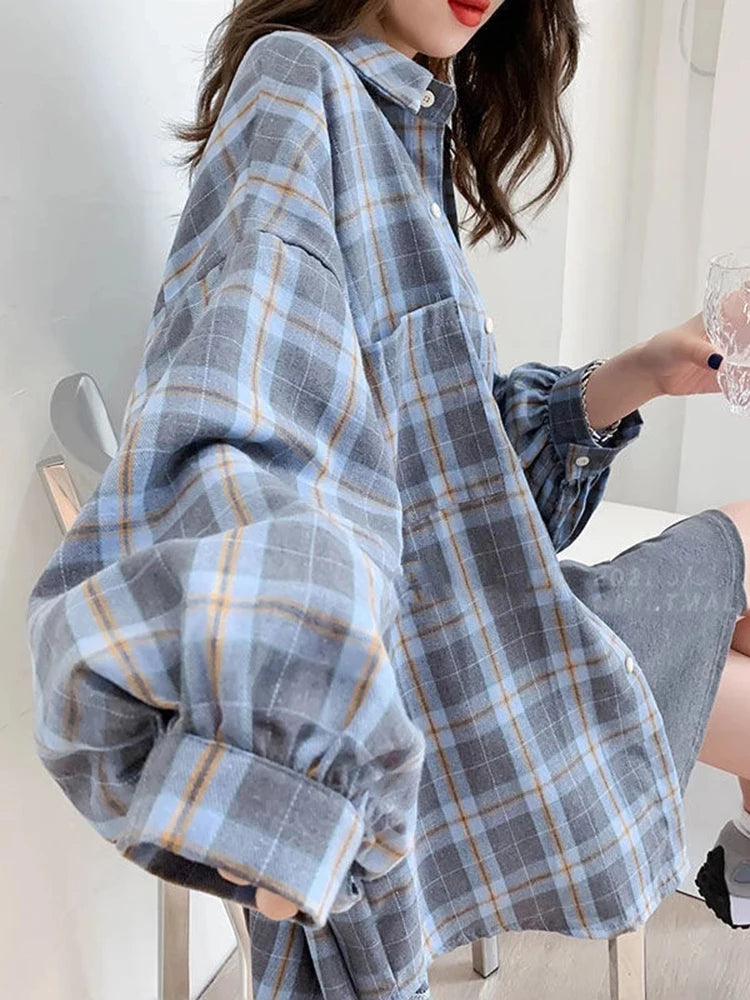 Urban Tartan Vibes Blouse - InDemandFinds