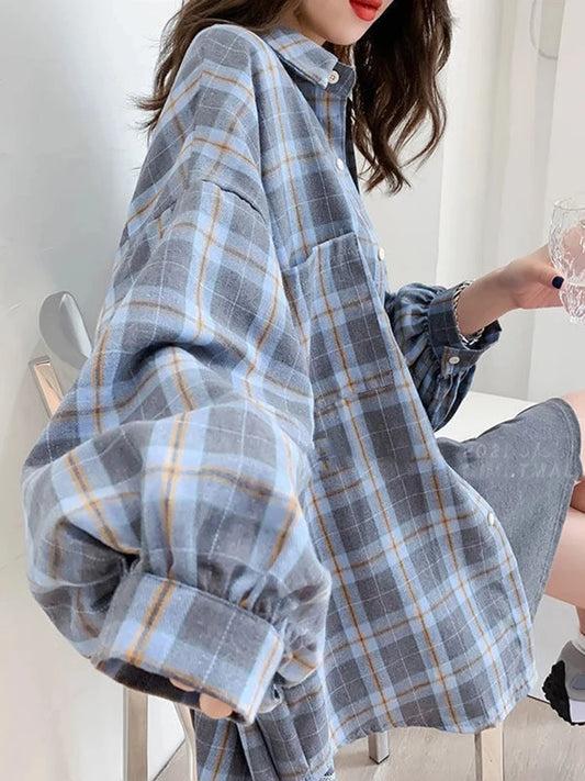 Urban Tartan Vibes Blouse - InDemandFinds