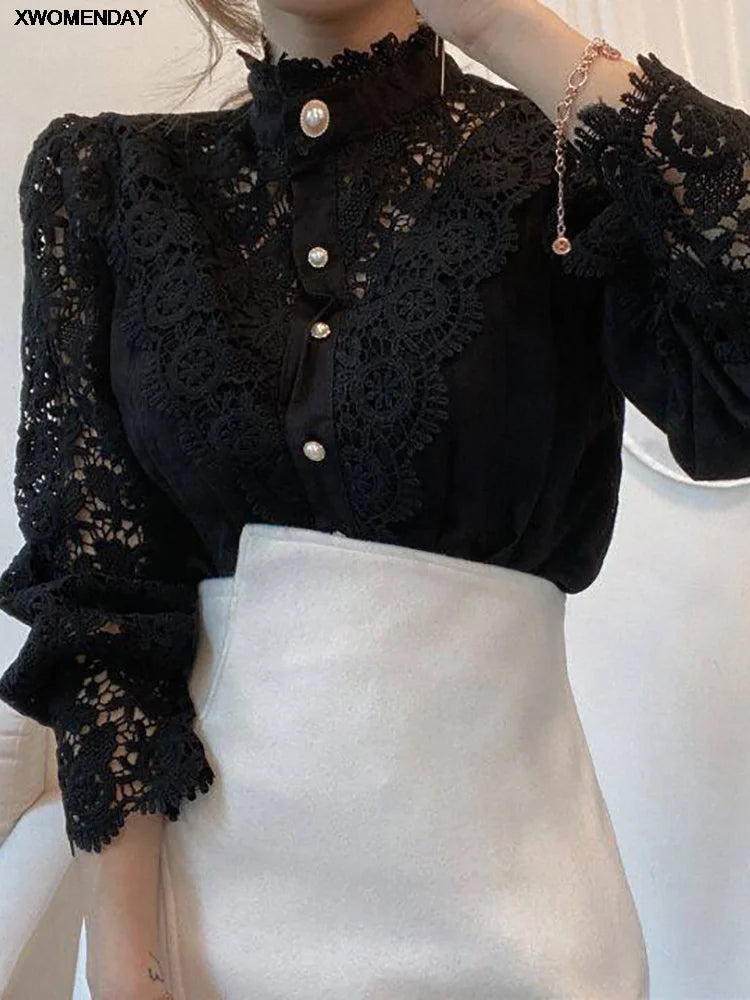 Lace Blossom Turtleneck - InDemandFinds