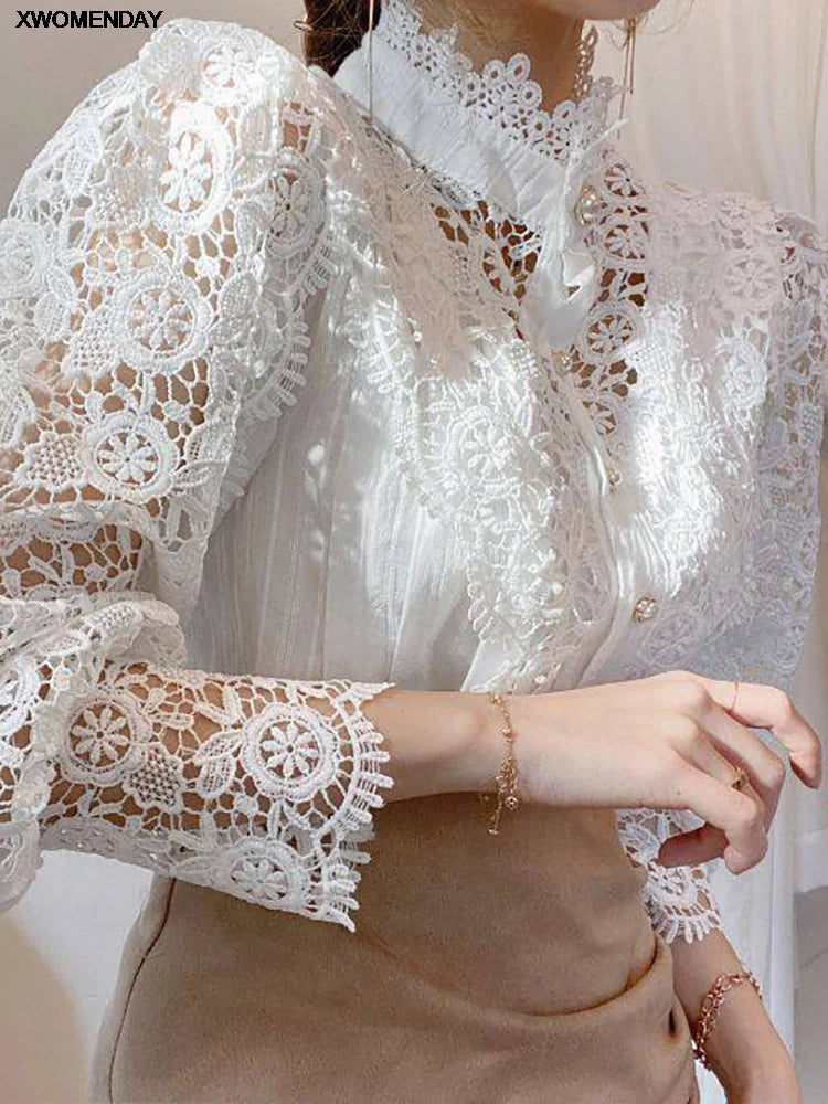 Lace Blossom Turtleneck - InDemandFinds